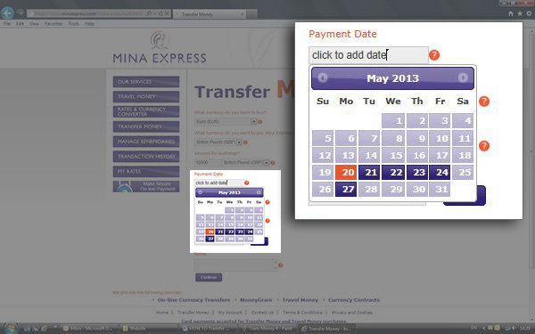 Click on the PAYMENT DATE required Click on the PAYMENT DATE required