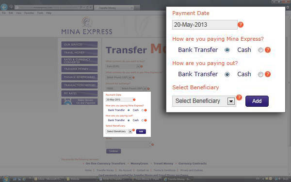 Select how you are PAYING Mina Express Select how you are PAYING Mina Express