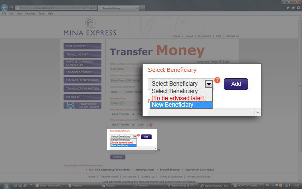 Select the Beneficiary you wish to pay Select the Beneficiary you wish to pay